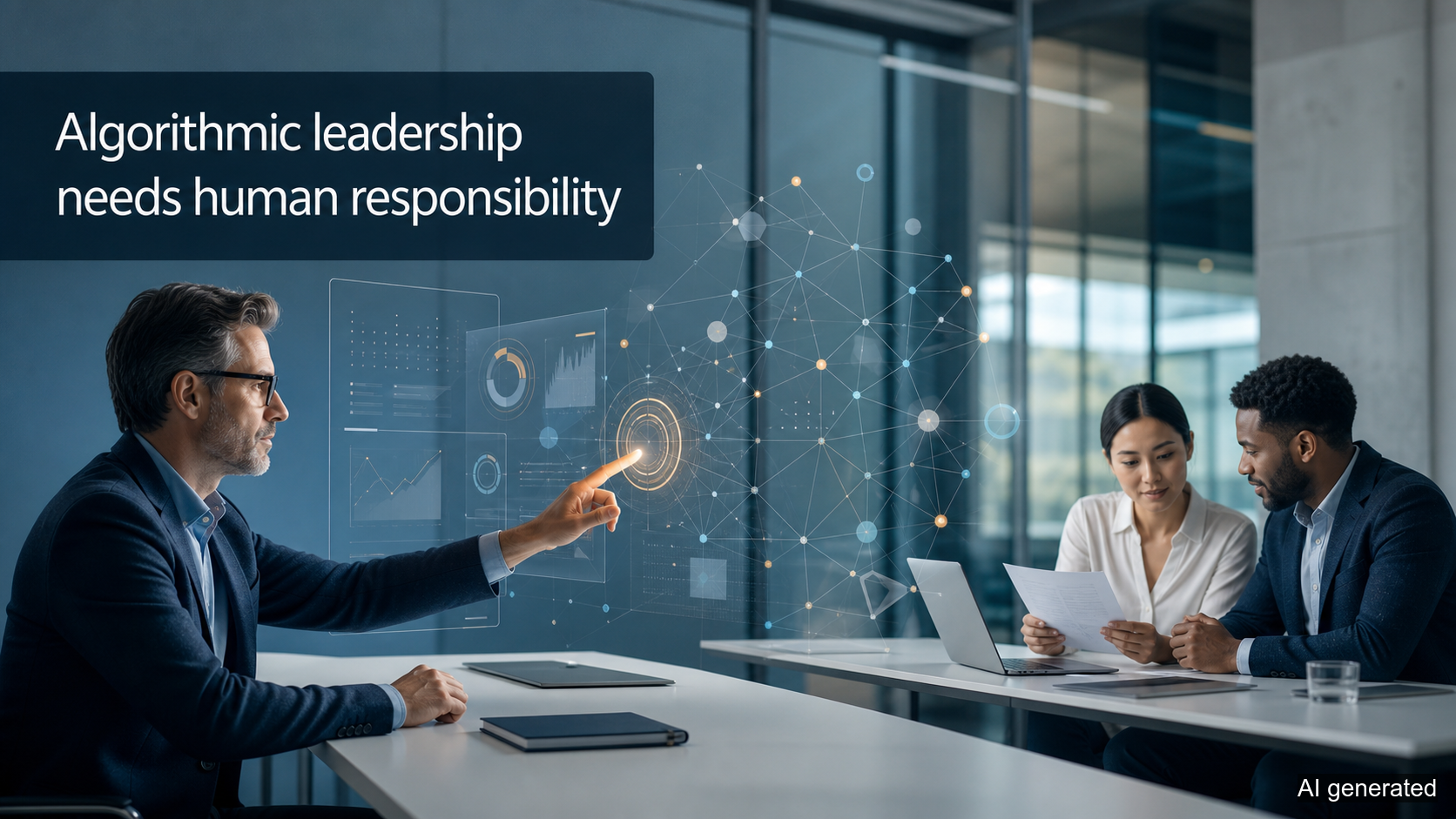 Algorithmic Leadership Needs Human Responsibility (AI generated)