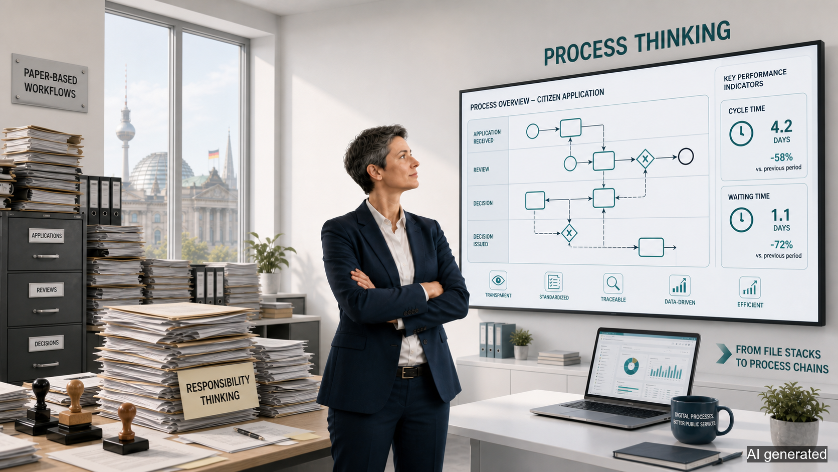 Department-Oriented Thinking vs. Process-Oriented-Thinking (AI generated)